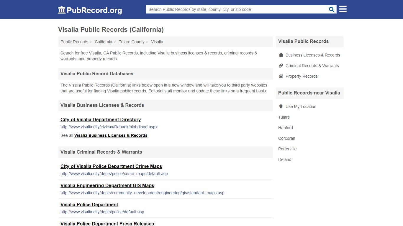 Free Visalia Public Records (California Public Records)